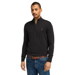 TIMBERLAND</br>Timberland LS Williams River Cotton 1/4 Zip Sweater A2BMX-X65 Ανδρικό Πουλόβερ Μαύρο