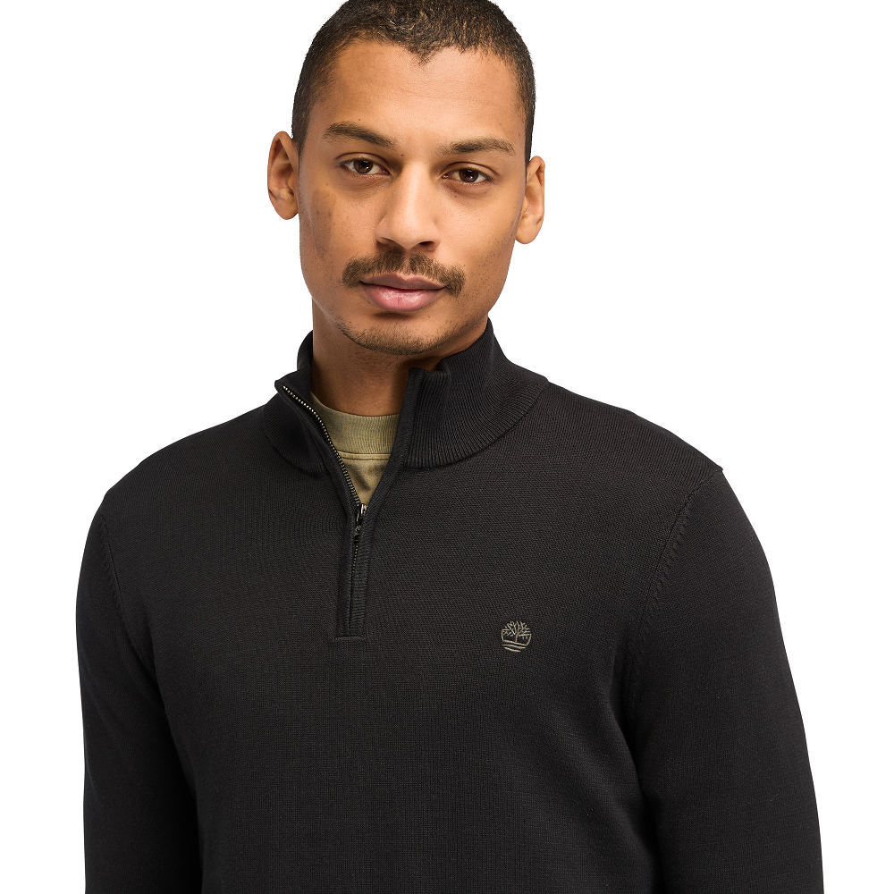 TIMBERLAND</br>Timberland LS Williams River Cotton 1/4 Zip Sweater A2BMX-X65 Ανδρικό Πουλόβερ Μαύρο TIMBERLAND</br>Timberland LS Williams River Cotton 1/4 Zip Sweater A2BMX-X65 Ανδρικό Πουλόβερ Μαύρο
