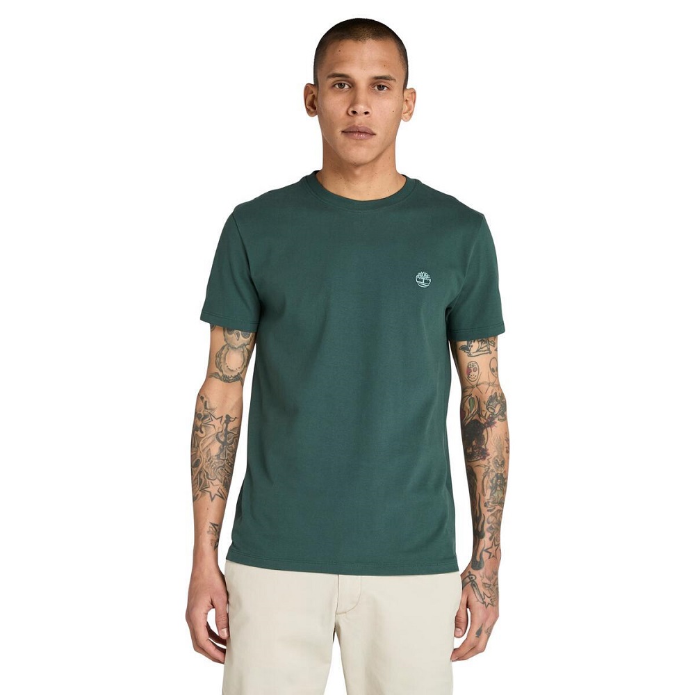 TIMBERLAND</br>Timberland SS Dunstan River Crew Slim Tee A2BPR-317 Ανδρικό T-shirt Πράσινο TIMBERLAND</br>Timberland SS Dunstan River Crew Slim Tee A2BPR-317 Ανδρικό T-shirt Πράσινο
