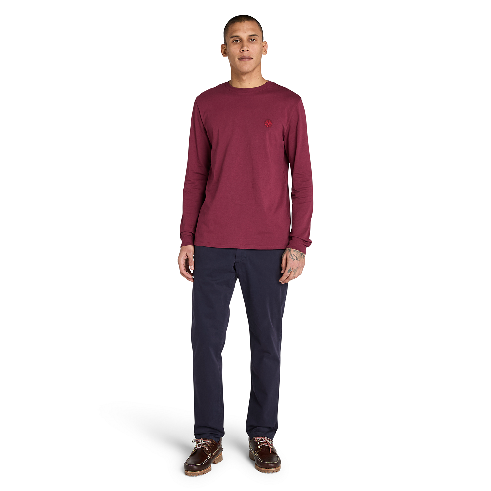 TIMBERLAND</br>Timberland LS Dunstan River Crew Slim Tee A2BQ3-648 Ανδρικό T-shirt Μπορντώ TIMBERLAND</br>Timberland LS Dunstan River Crew Slim Tee A2BQ3-648 Ανδρικό T-shirt Μπορντώ