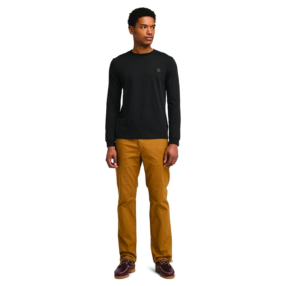 TIMBERLAND</br>Ανδρικό T-shirt Μαύρο LS Dunstan River Crew Slim Tee A2BQ3-X65 Timberland
