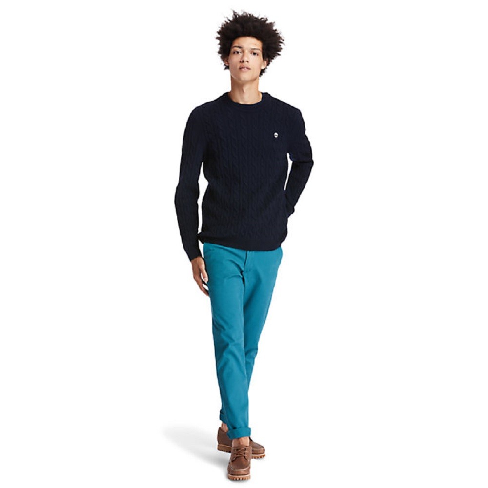 TIMBERLAND</br>Ανδρικό Πουλόβερ Μπλε Philips Brook Lambswool Cable Crew Sweater A2CEQ-433 Timberland TIMBERLAND</br>Ανδρικό Πουλόβερ Μπλε Philips Brook Lambswool Cable Crew Sweater A2CEQ-433 Timberland