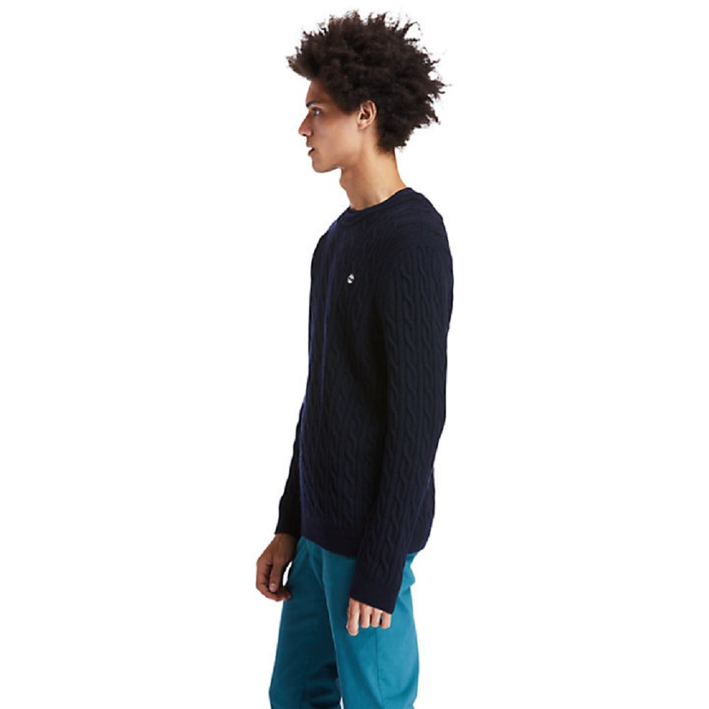 TIMBERLAND</br>Ανδρικό Πουλόβερ Μπλε Philips Brook Lambswool Cable Crew Sweater A2CEQ-433 Timberland TIMBERLAND</br>Ανδρικό Πουλόβερ Μπλε Philips Brook Lambswool Cable Crew Sweater A2CEQ-433 Timberland