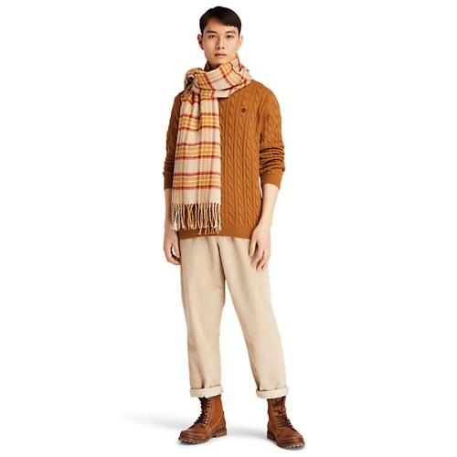 Ανδρικό Πουλόβερ Κάμελ Philips Brook Lambswool Cable Crew Sweater A2CEQ-932 Timberland