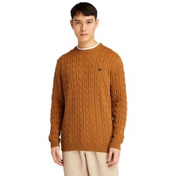 Ανδρικό Πουλόβερ Κάμελ Philips Brook Lambswool Cable Crew Sweater A2CEQ-932 Timberland