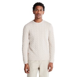 Ανδρικό Πουλόβερ Εκρού Philips Brook Lambswool Cable Crew Sweater A2CEQ-CY2 Timberland