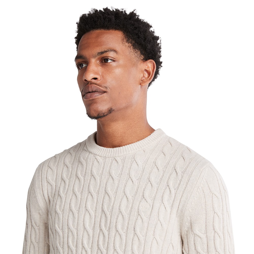 TIMBERLAND</br>Ανδρικό Πουλόβερ Εκρού Philips Brook Lambswool Cable Crew Sweater A2CEQ-CY2 Timberland TIMBERLAND</br>Ανδρικό Πουλόβερ Εκρού Philips Brook Lambswool Cable Crew Sweater A2CEQ-CY2 Timberland