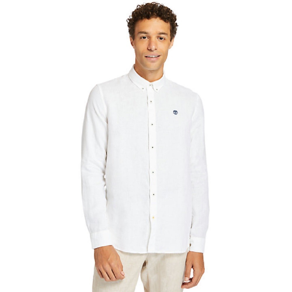 TIMBERLAND</br>Ανδρικό Πουκάμισο Λευκό Λινό LS Mill River Linen Shirt Slim A2DC3-100 Timberland TIMBERLAND</br>Ανδρικό Πουκάμισο Λευκό Λινό LS Mill River Linen Shirt Slim A2DC3-100 Timberland
