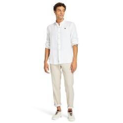 Ανδρικό πουκάμισο Λευκό Λινό LS Mill River Linen Shirt Slim A2DC3-100 Timberland