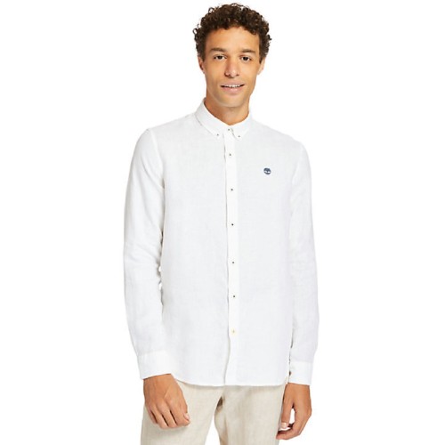 Timberland LS Mill River Linen Shirt Slim A2DC3-100 Ανδρικό Πουκάμισο Λευκό Λινό