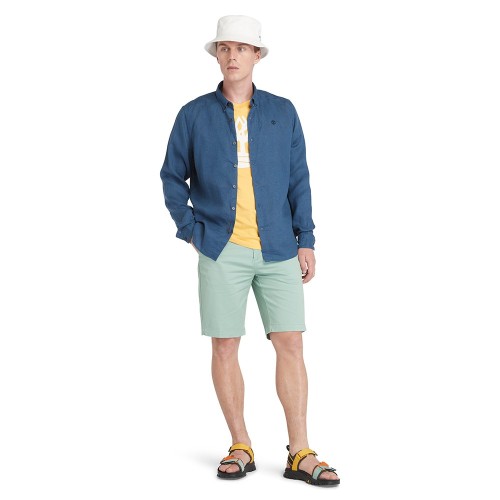 Timberland LS Mill River Linen Shirt Slim A2DC3-288 Ανδρικό Πουκάμισο Μπλε Λινό