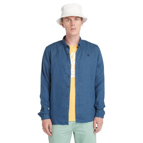 Timberland LS Mill River Linen Shirt Slim A2DC3-288 Ανδρικό Πουκάμισο Μπλε Λινό