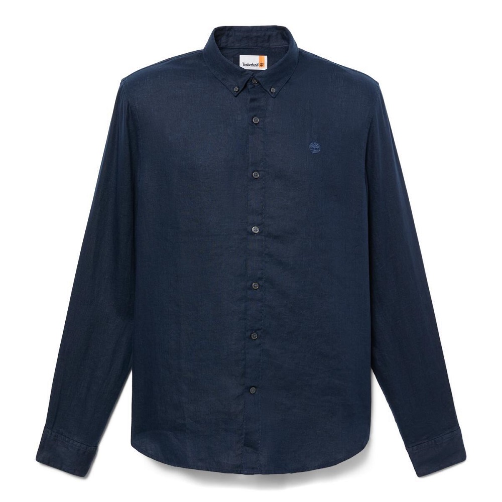 TIMBERLAND</br>Timberland LS Mill River Linen Shirt Slim A2DC3-433 Ανδρικό Πουκάμισο Μπλε Λινό