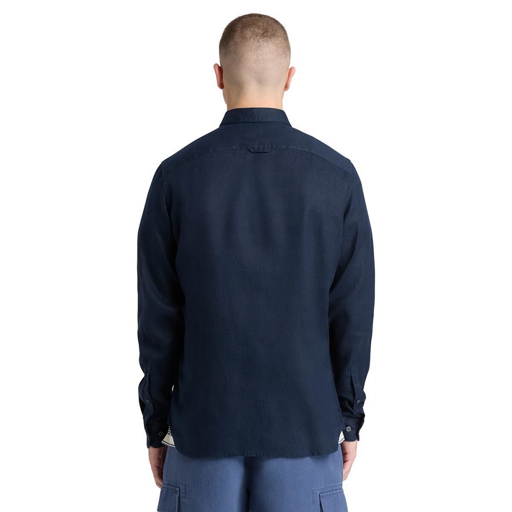 TIMBERLAND</br>Timberland LS Mill River Linen Shirt Slim A2DC3-433 Ανδρικό Πουκάμισο Μπλε Λινό