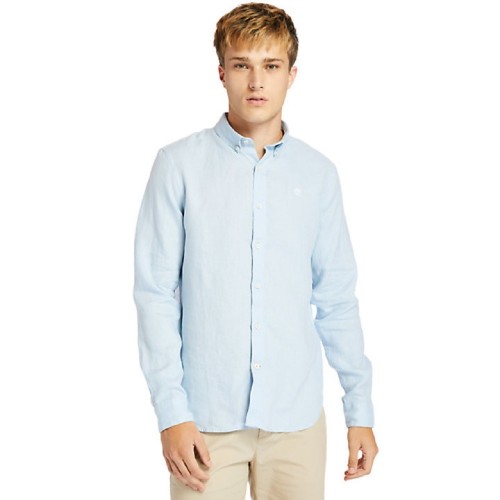 Timberland LS Mill River Linen Shirt Slim A2DC3-940 Ανδρικό Πουκάμισο Σιέλ Λινό