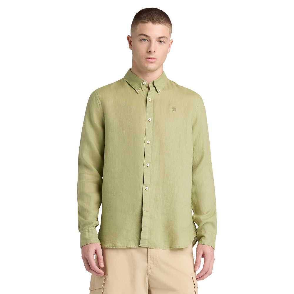 TIMBERLAND</br>Timberland LS Mill River Linen Shirt Slim A2DC3-BQ0 Ανδρικό Πουκάμισο Χακί Λινό