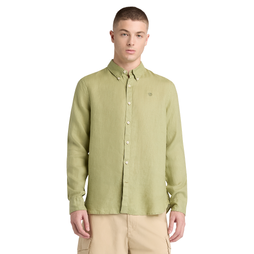 Timberland LS Mill River Linen Shirt Slim A2DC3-BQ0 Ανδρικό Πουκάμισο Χακί Λινό