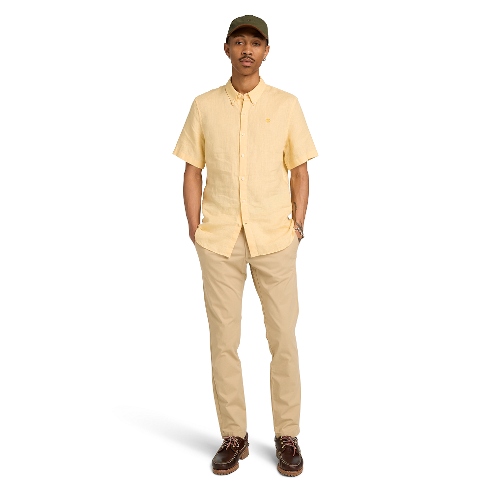 TIMBERLAND</br>Timberland SS Mill Brook Linen Shirt Slim A2DCC-A7K Ανδρικό Πουκάμισο Κίτρινο Λινό