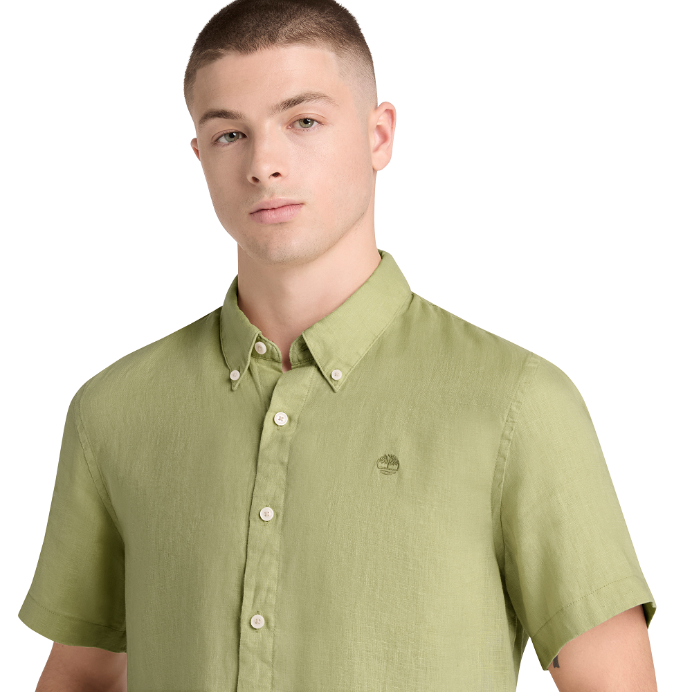 TIMBERLAND</br>Timberland SS Mill Brook Linen Shirt Slim A2DCC-BQ0 Ανδρικό Πουκάμισο Χακί Λινό
