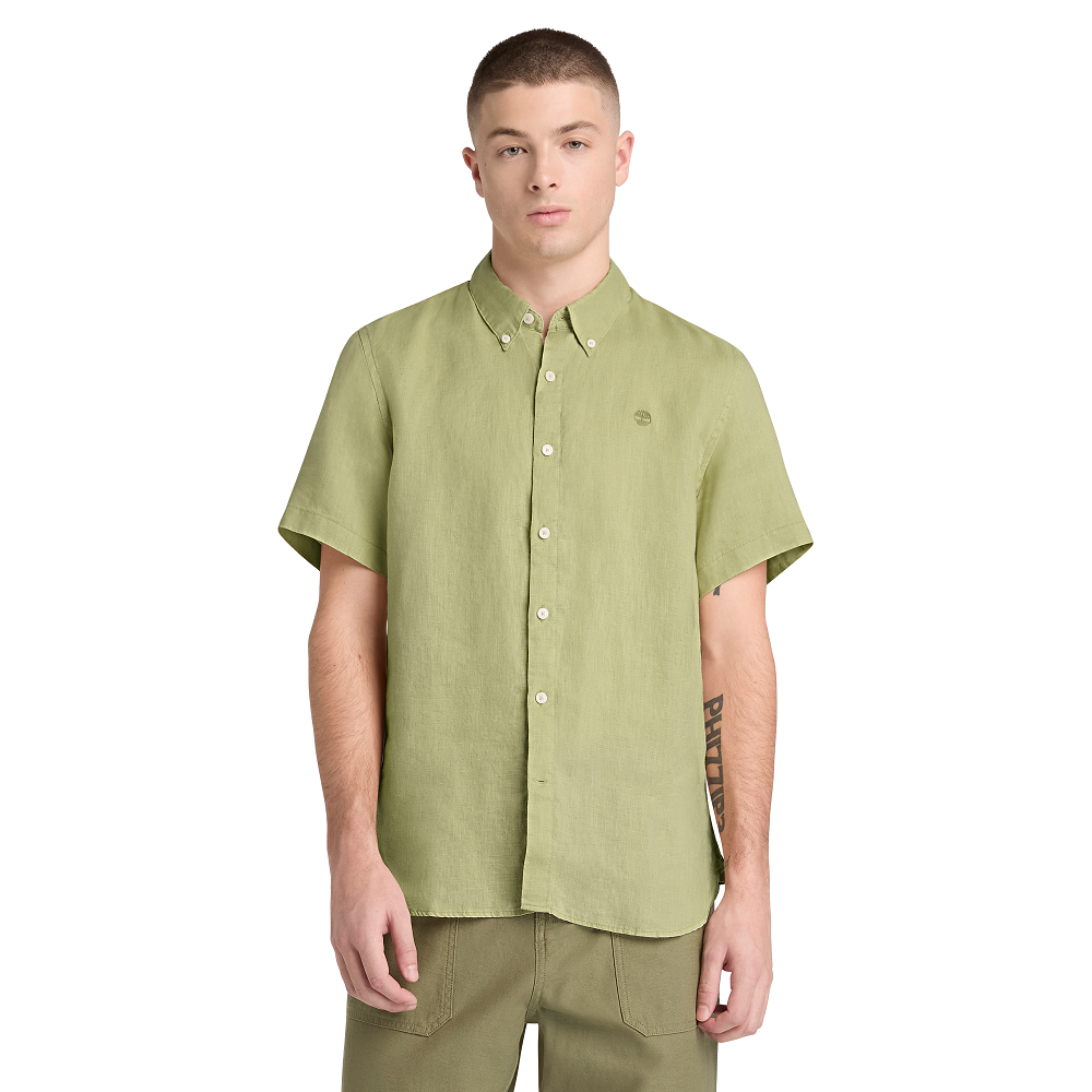 TIMBERLAND</br>Timberland SS Mill Brook Linen Shirt Slim A2DCC-BQ0 Ανδρικό Πουκάμισο Χακί Λινό