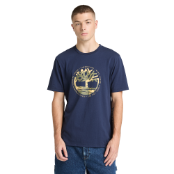 TIMBERLAND</br>Timberland SS Tree Logo Lake House Graphic Regular Tee A5MVR-451 Ανδρικό T-shirt Μπλε