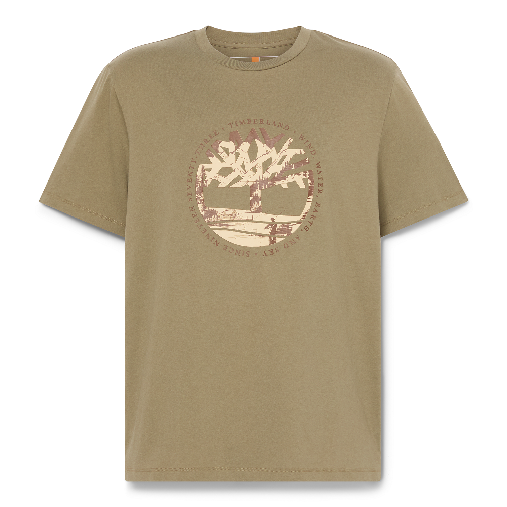 TIMBERLAND</br>Timberland SS Tree Logo Lake House Graphic Regular Tee A5MVR-B39 Ανδρικό T-shirt Χακί TIMBERLAND</br>Timberland SS Tree Logo Lake House Graphic Regular Tee A5MVR-B39 Ανδρικό T-shirt Χακί
