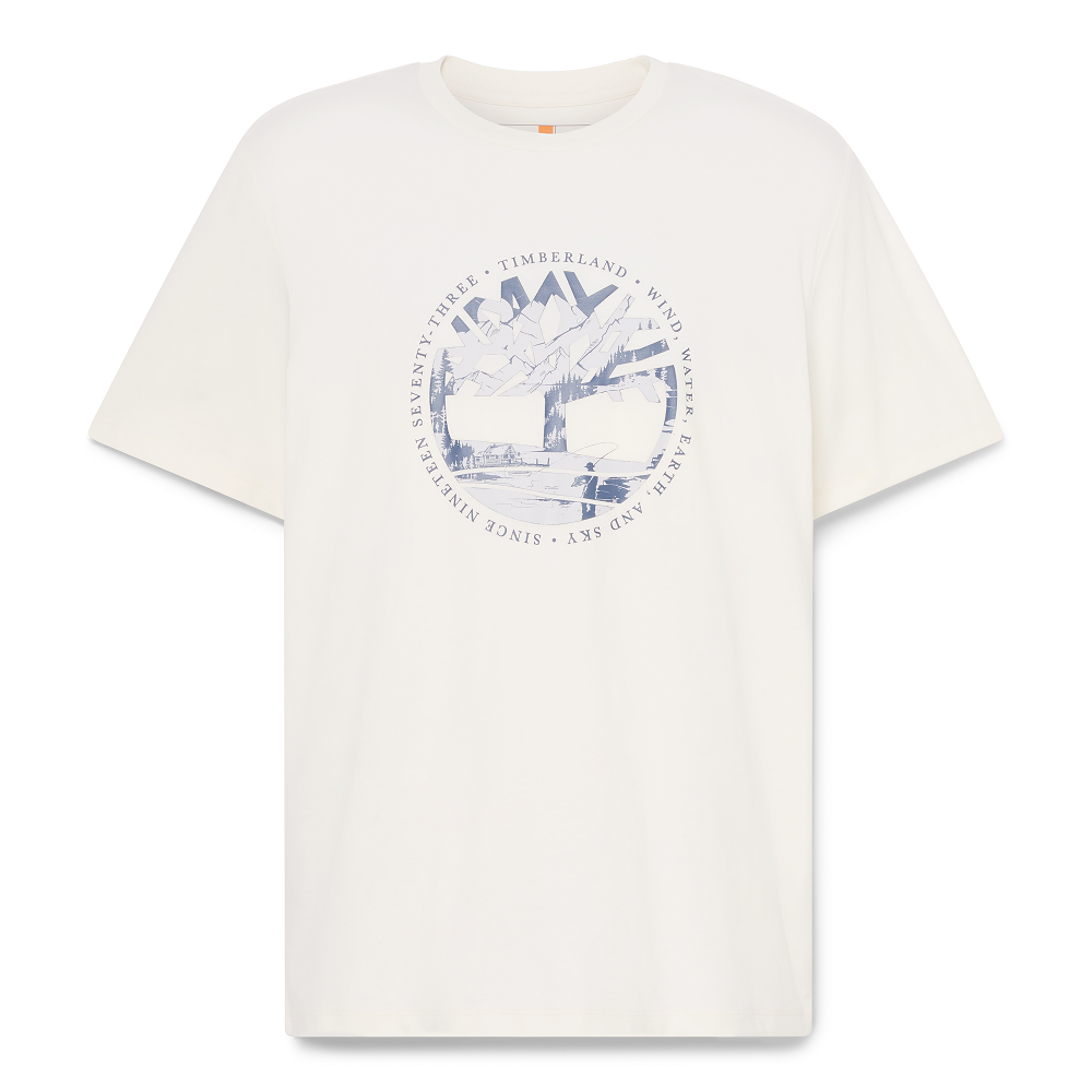 TIMBERLAND</br>Timberland SS Tree Logo Lake House Graphic Regular Tee A5MVR-CM9 Ανδρικό T-shirt Εκρού