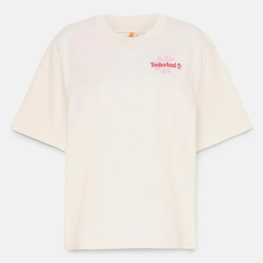 TIMBERLAND</br>Timberland SS Graphic Relaxed Tee A5RXM-CM9 Γυναικείο T-shirt Εκρού TIMBERLAND</br>Timberland SS Graphic Relaxed Tee A5RXM-CM9 Γυναικείο T-shirt Εκρού