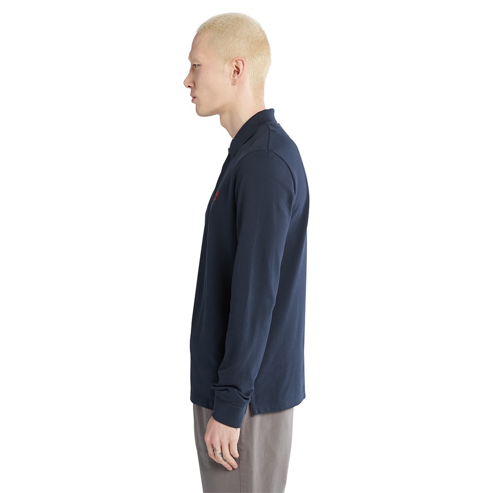 TIMBERLAND</br>Ανδρικό Polo T-shirt Μπλε LS Millers River Pique Polo A5UDW-433 Timberland TIMBERLAND</br>Ανδρικό Polo T-shirt Μπλε LS Millers River Pique Polo A5UDW-433 Timberland