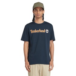 TIMBERLAND</br>Ανδρικό T-shirt Μπλε SS Kennebec River Linear Logo Regular Tee A5UPQ-433 Timberland