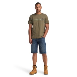 Ανδρικό T-shirt Χακί SS Kennebec River Linear Logo Regular Tee A5UPQ-A58 Timberland