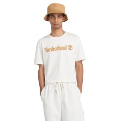 Ανδρικό T-shirt Εκρού SS Kennebec River Linear Logo Regular Tee A5UPQ-CM9 Timberland