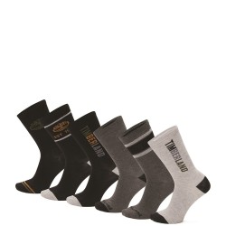 Ανδρικές Κάλτσες Μαύρο/Γκρι All Gender 6Pack Timberland® Giftable Multi Logo Crew Sock A5ZBE-001 Timberland