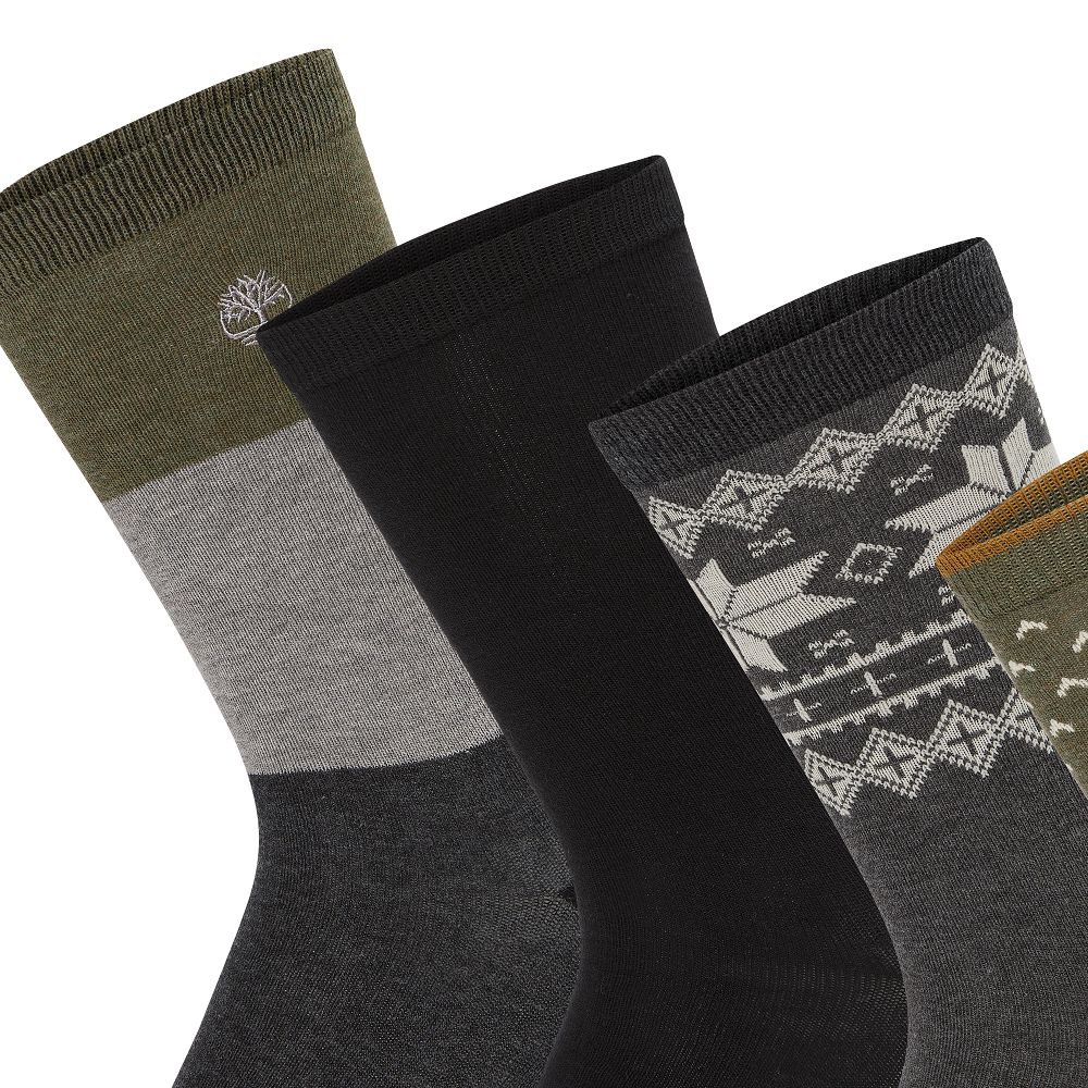 TIMBERLAND</br>Timberland 6Pack Giftable Crew Socks A68UA-052  Ανδρικές Κάλτσες Γκρι