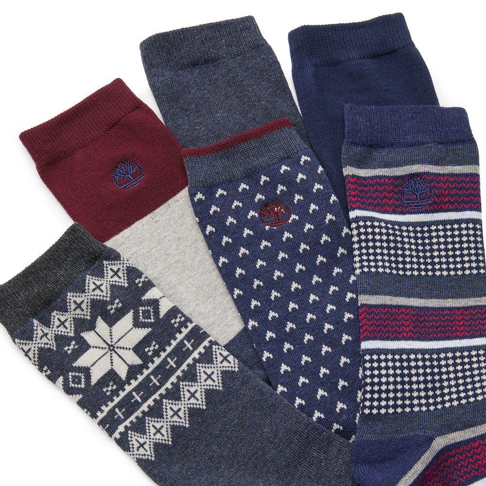 TIMBERLAND</br>Timberland 6Pack Giftable Crew Socks A68UA-440 Ανδρικές Κάλτσες Μπλε