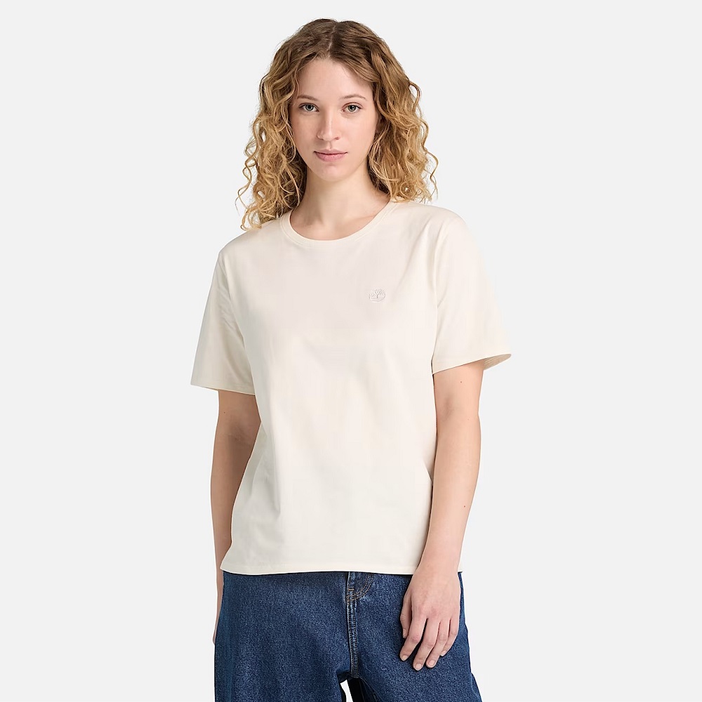 TIMBERLAND</br>Timberland SS Dunstan Regular Tee A6ATE-CM9 Γυναικείο T-shirt Εκρού TIMBERLAND</br>Timberland SS Dunstan Regular Tee A6ATE-CM9 Γυναικείο T-shirt Εκρού
