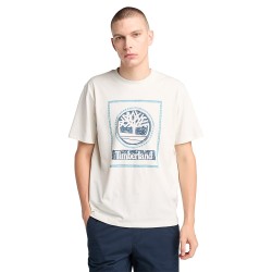 Ανδρικό T-shirt Εκρού SS Front Seasonal Stack Logo Authentic Tee A6DHD-CM9 Timberland