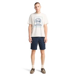 Ανδρικό T-shirt Εκρού SS Front Seasonal Stack Logo Authentic Tee A6DHD-CM9 Timberland