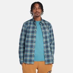 Ανδρικό Πουκάμισο Μπλε Καρό LS Stretch Checked Poplin Shirt Slim A6GM5-DX2 Timberland