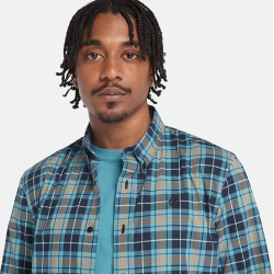 Ανδρικό Πουκάμισο Μπλε Καρό LS Stretch Checked Poplin Shirt Slim A6GM5-DX2 Timberland