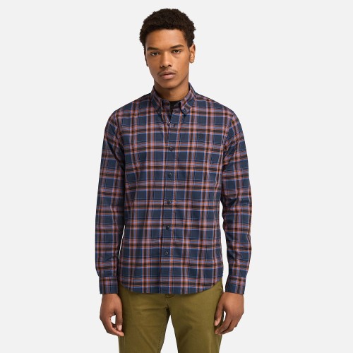 Ανδρικό Πουκάμισο Μπλε Καρό LS Stretch Checked Poplin Shirt Slim A6V66-B68 Timberland