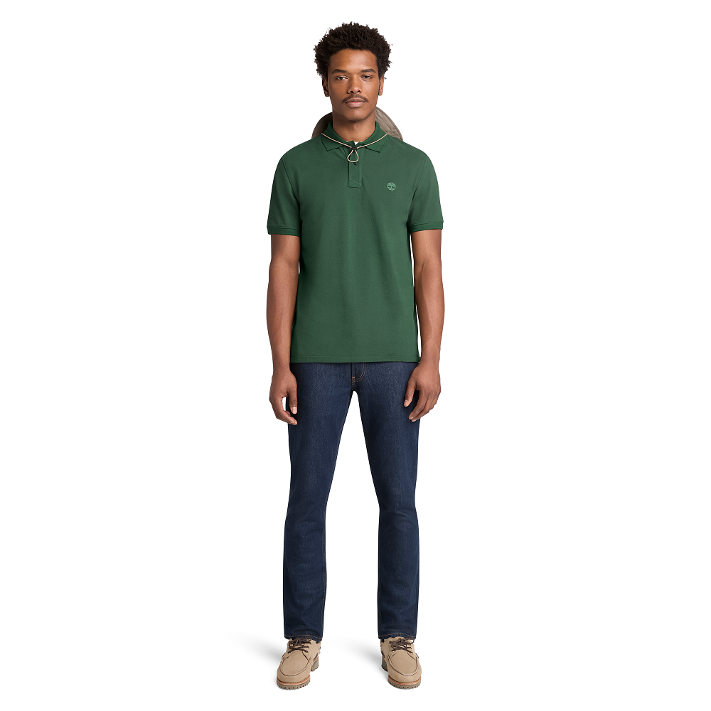 </br>Timberland SS Millers River Pique Polo Regular A6VDP-A6X Ανδρικό Polo T-shirt Πράσινο