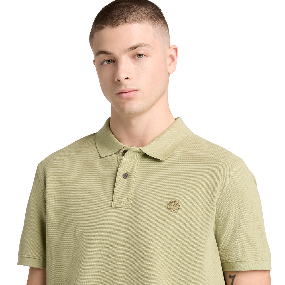 TIMBERLAND</br>Timberland SS Millers River Pique Polo Regular A6VDP-BQ0 Ανδρικό Polo T-shirt Χακί