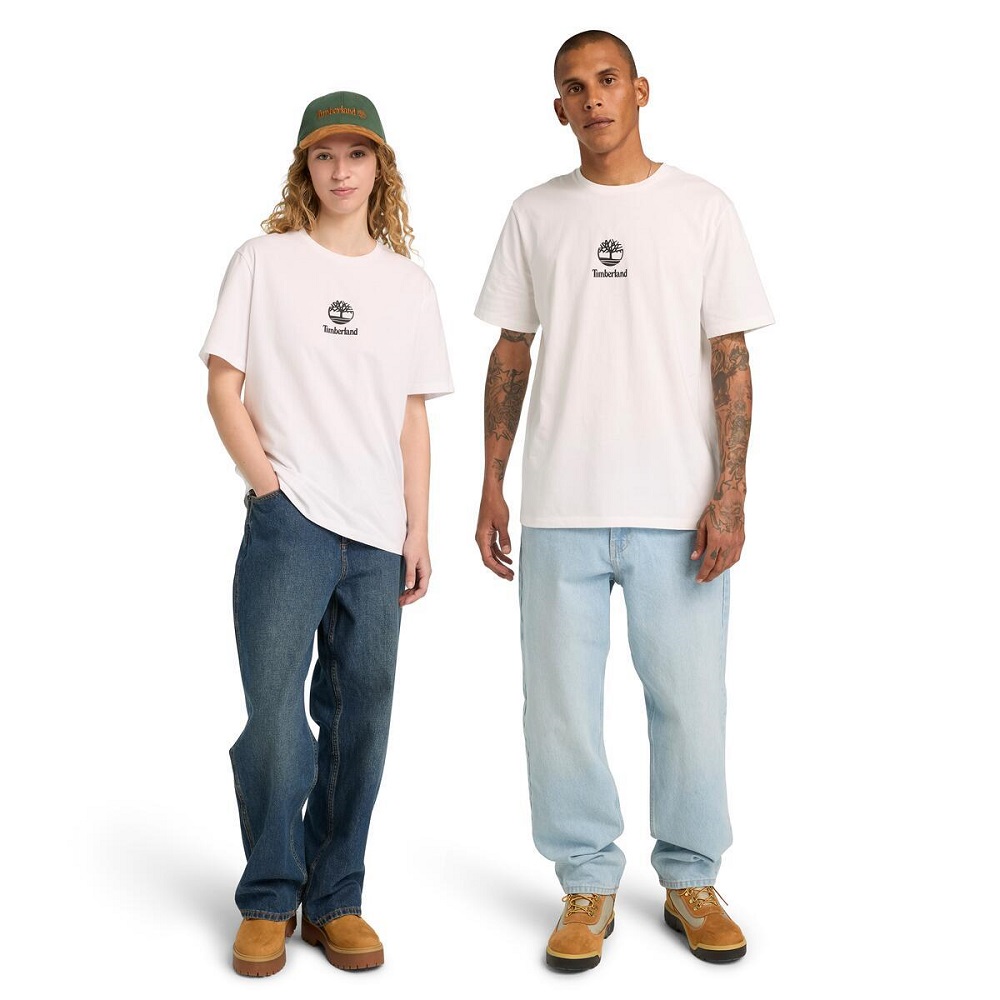 TIMBERLAND</br>Timberland SS Small Logo Print All Gender Authentic Tee A6WWT-100 Ανδρικό T-shirt Λευκό