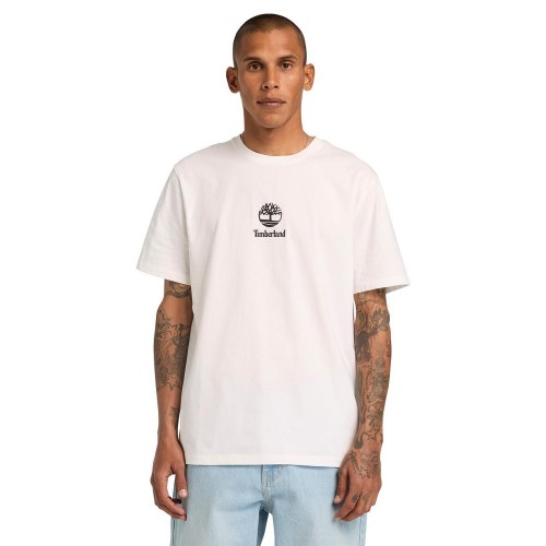 Timberland SS Small Logo Print All Gender Authentic Tee A6WWT-100 Ανδρικό T-shirt Λευκό