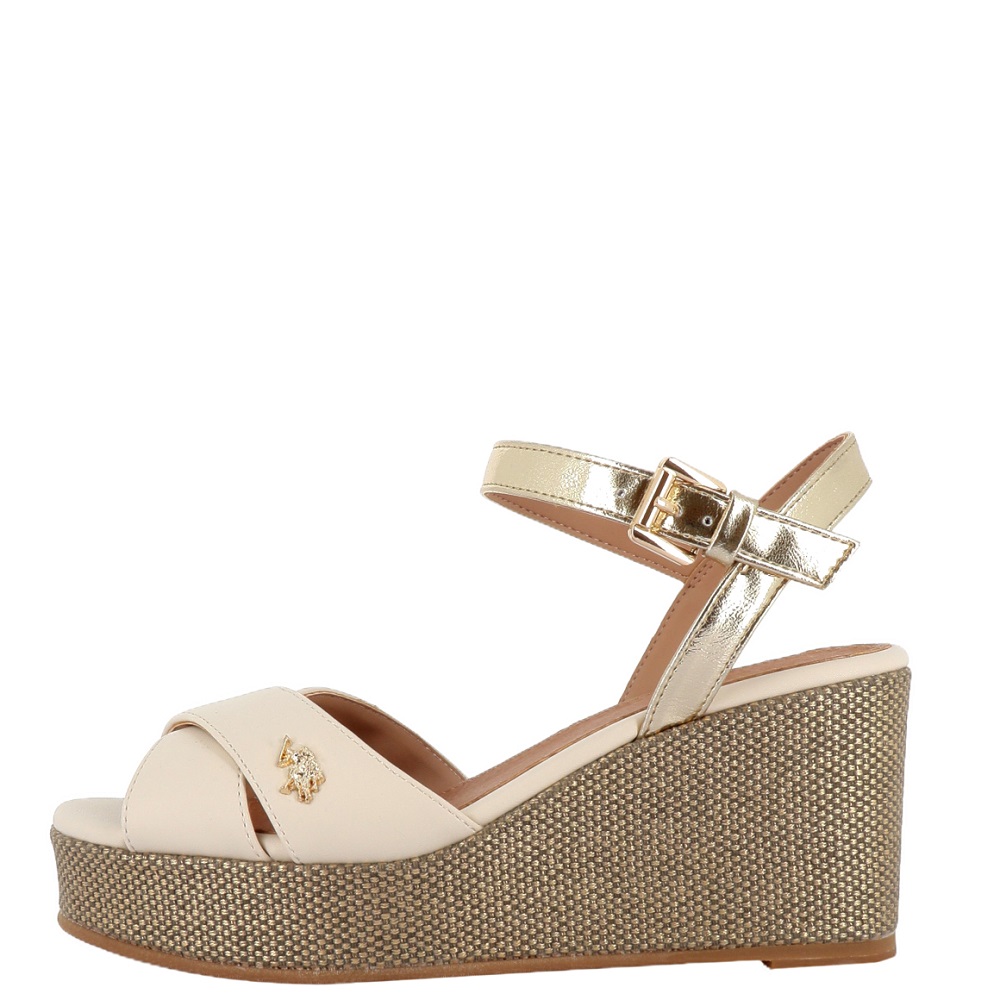 U.S. POLO ASSN.</br>U.S. Polo Assn. ALYSSA027-LBE-GOL02 Γυναικείες Πλατφόρμες Εκρού/Χρυσό