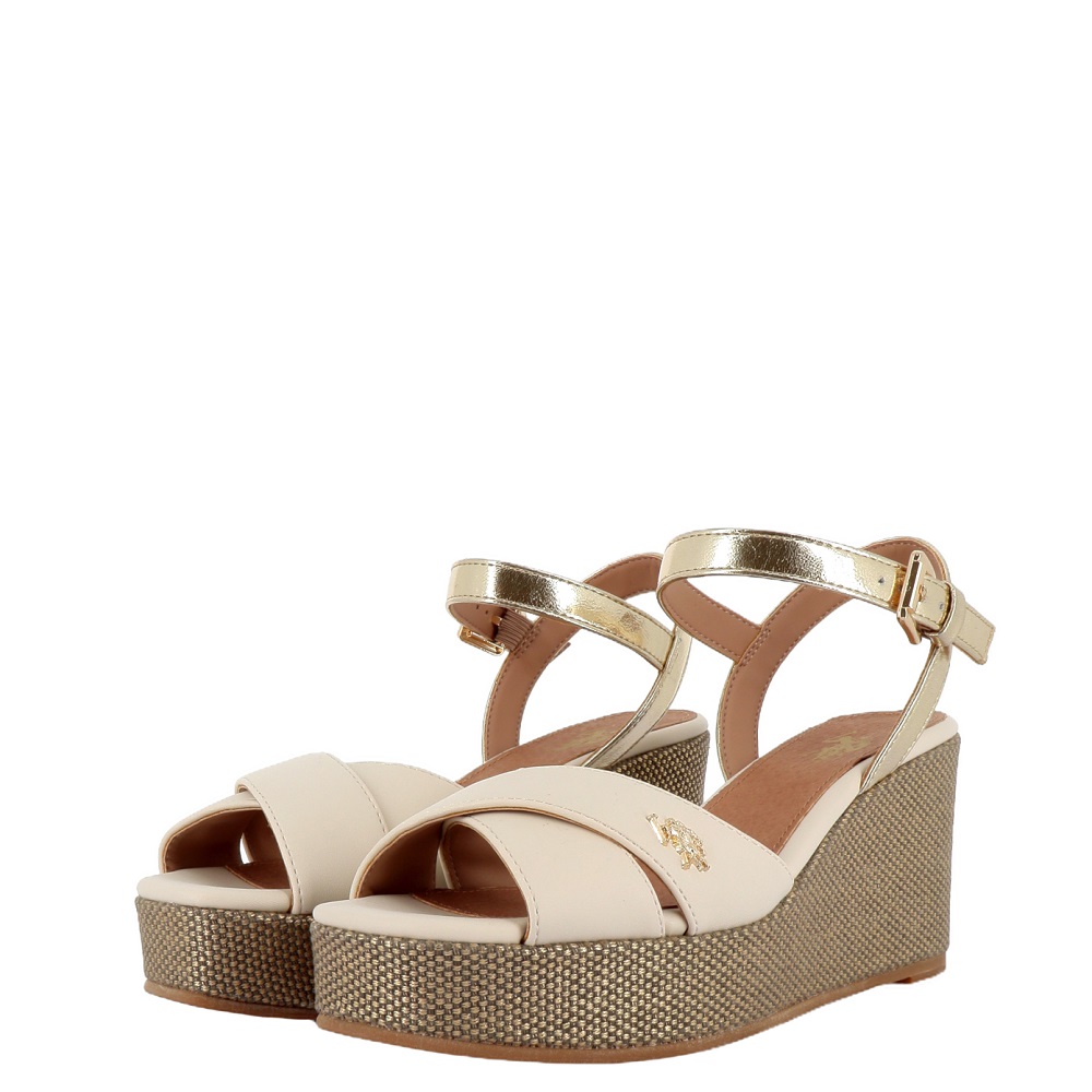 U.S. POLO ASSN.</br>U.S. Polo Assn. ALYSSA027-LBE-GOL02 Γυναικείες Πλατφόρμες Εκρού/Χρυσό