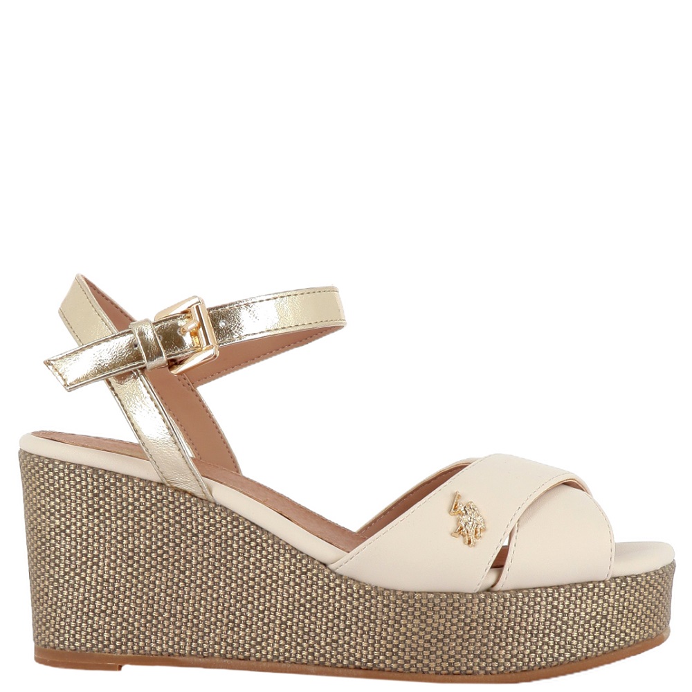 U.S. POLO ASSN.</br>U.S. Polo Assn. ALYSSA027-LBE-GOL02 Γυναικείες Πλατφόρμες Εκρού/Χρυσό