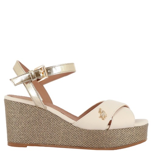 U.S. Polo Assn. ALYSSA027-LBE-GOL02 Γυναικείες Πλατφόρμες Εκρού/Χρυσό