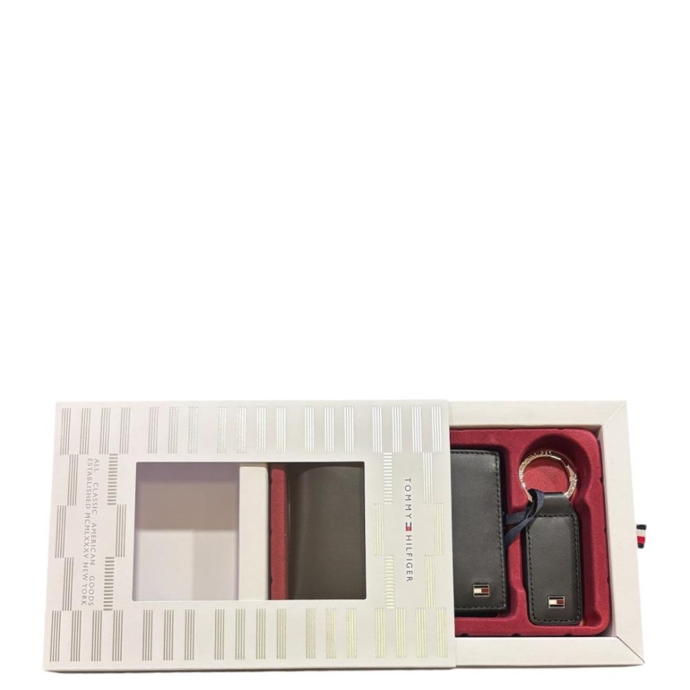 TOMMY HILFIGER</br>Ανδρικό Σετ Πορτοφόλι & Μπρελόκ Μαύρο Leather Wallet & Key Fob Gift Set AM0AM07931-BDS Tommy Hilfiger